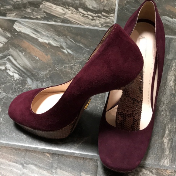 Like New Prada Suede/Snakeskin Platforms - Picture 1 of 8